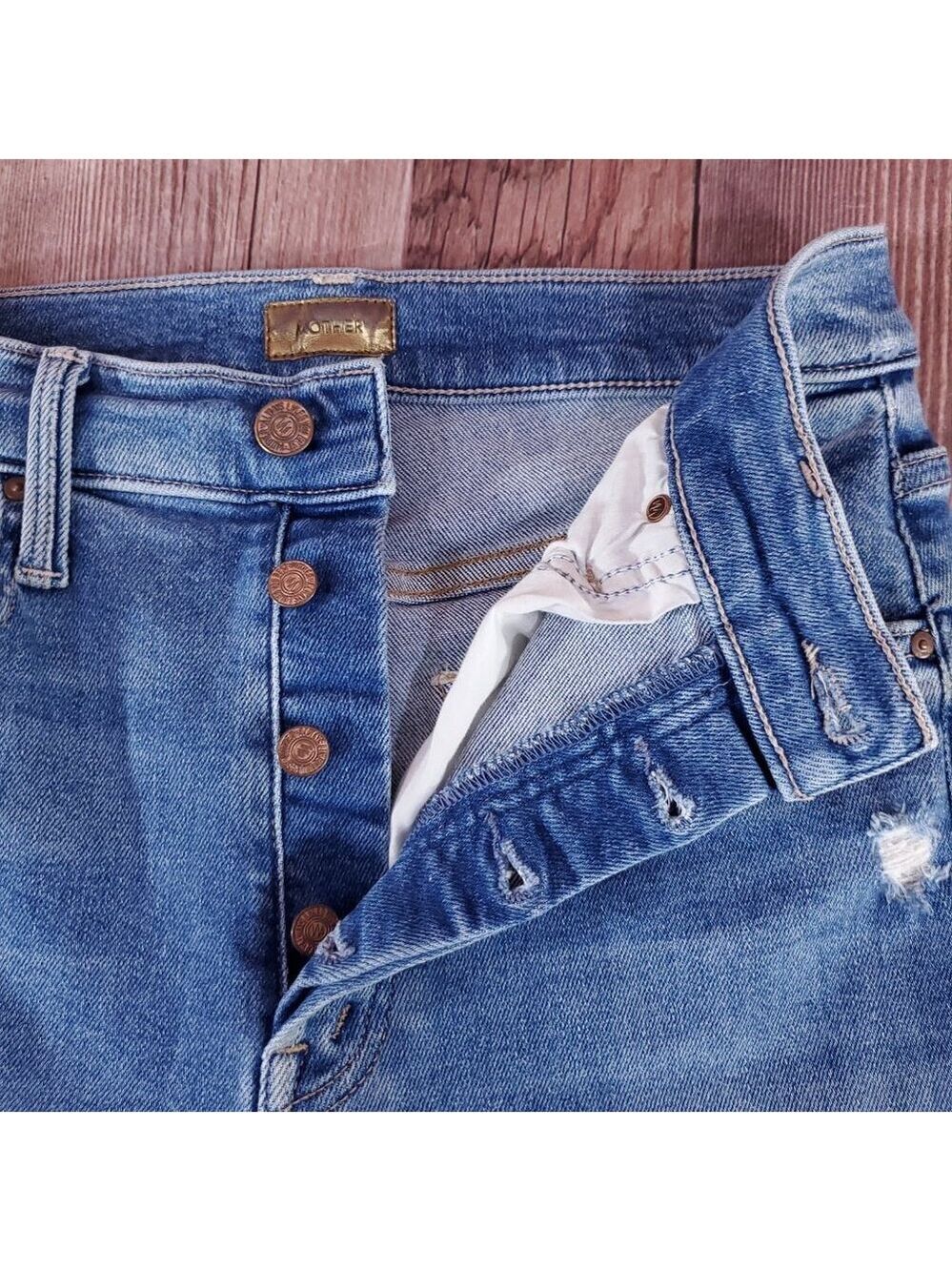 Mother Womens Size 27 The Tomcat Play Like A Pirate Straight Leg Jean Distressed - Picture 7 of 16